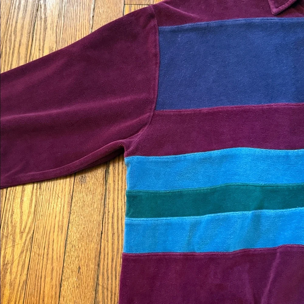 90’s Velour Vintage Rugby Style Collared Shirt - Picture 6 of 11